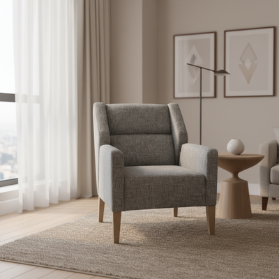 Homewood Daybreak High Back Lounge Armchair COM/COL Customizable Fabric Hospitality Seating for Luxury Hotel Guestroom and Suite