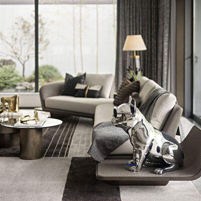 Modern Luxury Villa Living Room Set Throne Chairs Headboard Sofa Eco-Friendly Leather Customizable Color Size for Elegant Home