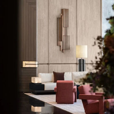 Custom Modern Luxury Villa Living Room Set High-End Residential Decoration with Elegant Sofa Ottoman Headboard Design