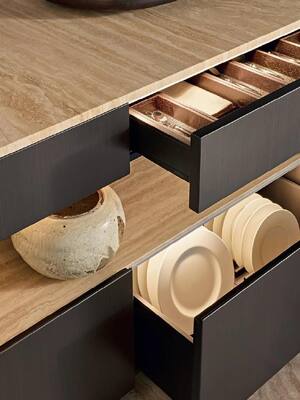 Modern Space Saving Kitchen Cabinet Island for Small Apartment with Corner Solution Pull Pantry Design Maximize Storage Capacity