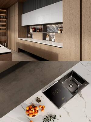 Modern Waterproof Wooden Island Kitchen Cabinet with Glass for Bathroom Laundry Room Apartment Home Use