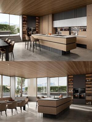 Modern Waterproof Wooden Island Kitchen Cabinet with Glass for Bathroom Laundry Room Apartment Home Use