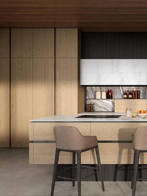 Modern Waterproof Wooden Island Kitchen Cabinet with Glass for Bathroom Laundry Room Apartment Home Use