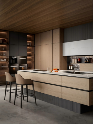 Modern Waterproof Wooden Island Kitchen Cabinet with Glass for Bathroom Laundry Room Apartment Home Use