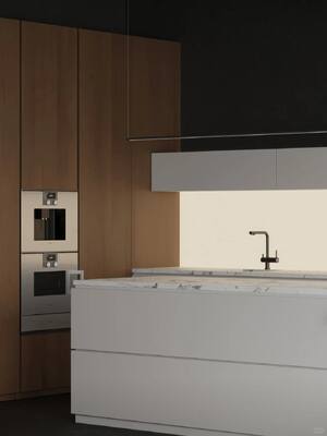 Luxury Modern Kitchen Island Cabinet for Hotel Lobby VIP Suite Premium Plywood Material Custom Finish High End Interior Design