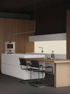 Luxury Modern Kitchen Island Cabinet for Hotel Lobby VIP Suite Premium Plywood Material Custom Finish High End Interior Design