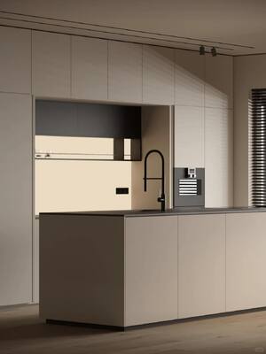 Luxury Modern Kitchen Island Cabinet for Hotel Lobby VIP Suite Premium Plywood Material Custom Finish High End Interior Design