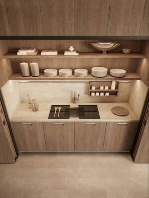 Low MOQ Custom Kitchen Cabinet with UV Coated Plywood Surface Easy to Clean and Scratch Resistant for Busy Family Kitchen