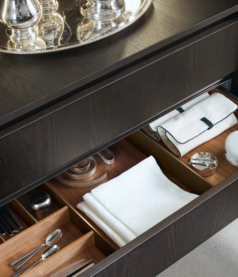 Custom Made Modern Kitchen Island with Glossy Finish Wooden Aluminum Frame Glass Door for Home Display Storage