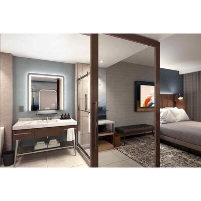 Tempo by Hliton Hospitality Custom Melamine 3 Star Hotel Furniture Designs Durable Condo Tv Wall Panel Hotel Bathroom Furniture